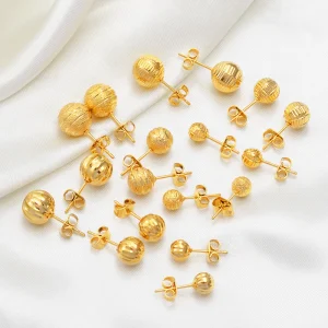 1 Pair Beads Earrings Women Girls Gold Color Ball Earrings Stud Africa Nigeria Congo Ghana Sudan Arab #133216