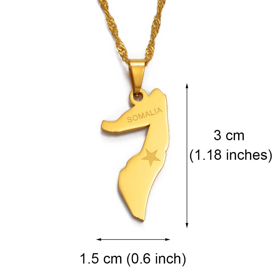 3CM Small Somalia Map Necklace for Women/Girl Gold Color Jewelry Soomaaliya Pendant Somali Country Maps #009321 - Image 2