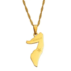 3CM Small Somalia Map Necklace for Women/Girl Gold Color Jewelry Soomaaliya Pendant Somali Country Maps #009321