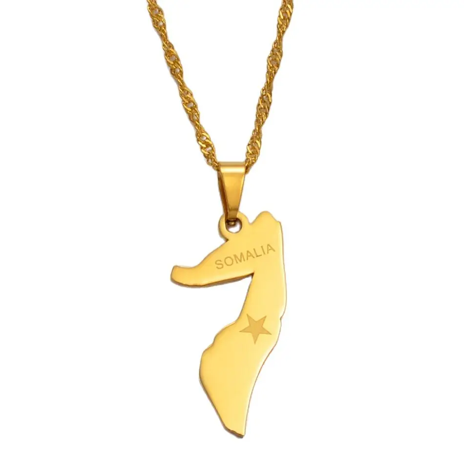 3CM Small Somalia Map Necklace for Women/Girl Gold Color Jewelry Soomaaliya Pendant Somali Country Maps #009321