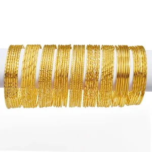 6pcs/Lot Bracelets Women Girls Dubai Circle Bracelet Jewelry Arab Middle Eastern African Fashion Metal Bangles #014707