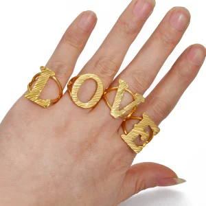 A-Z Letters Ring Women Girl Gold Color African Initial Rings Resizable English Jewelry Alphabet Finger Ring Arab #241206