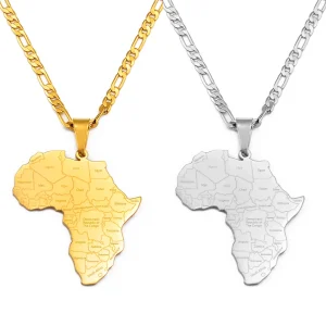 Africa Map Country Name Pendant Necklaces for Women Men African Maps Jewelry Nigeria Congo Ghana Sudan Somalia #233921