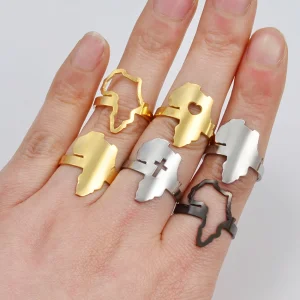 African Ring Women Girls Africa Outline Map Rings African Ethnic Cultural Products Birthday Gifts Wedding Parties #202021