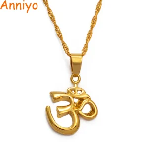 African Symbol Small Yoga Charm Necklace Pendant for Women Girl Indian Hindoo Hindu Buddhist OM India Religion #00710