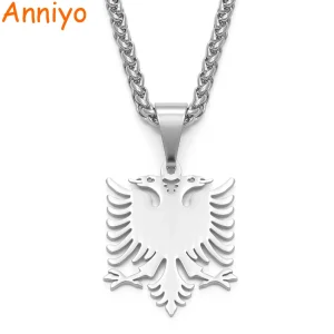 Albania Eagle Pendant Necklaces Polishing Stainless Steel Jewelry Ethnic Gifts for Women Men #109221