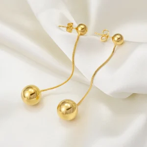 Ball Long Earrings for Womens Girl Round Beads Stud Earring Arab Middle Eastern Jewelry Gifts Hawaiian Earrings #241106