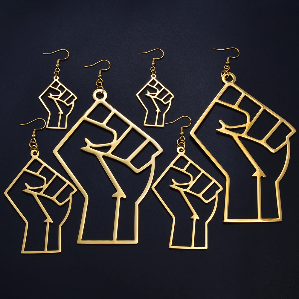 Black Lives Matter Fist Symbol Big Earrings Exaggerate Larger Stud Earring Africa Hyperbole Jewelry Gifts #263121 - Image 3