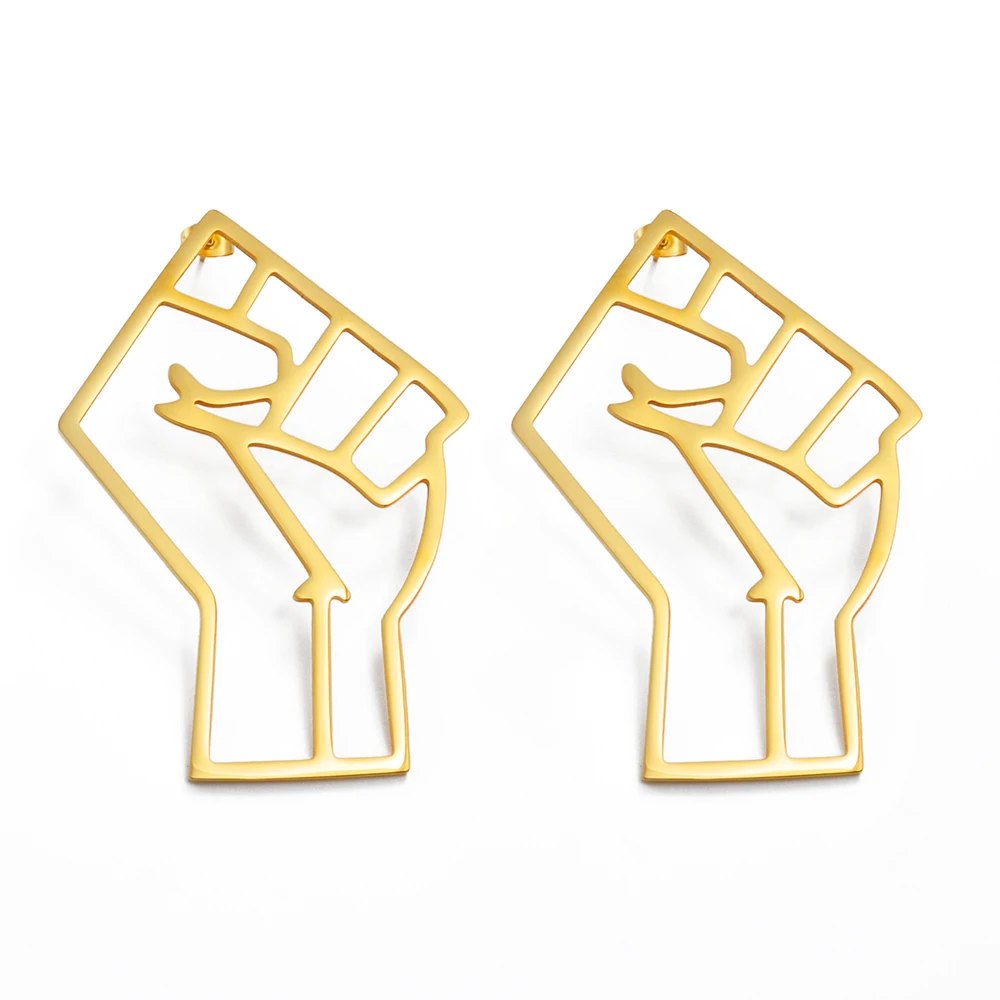 Black Lives Matter Fist Symbol Big Earrings Exaggerate Larger Stud Earring Africa Hyperbole Jewelry Gifts #263121 - Image 4