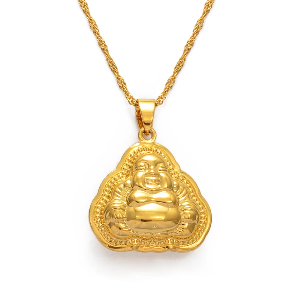 Buddhist Guanyin Pendant Necklace Golden Chinese Style Ornament Maitreya Buddha Amulet Hinduism - Image 6