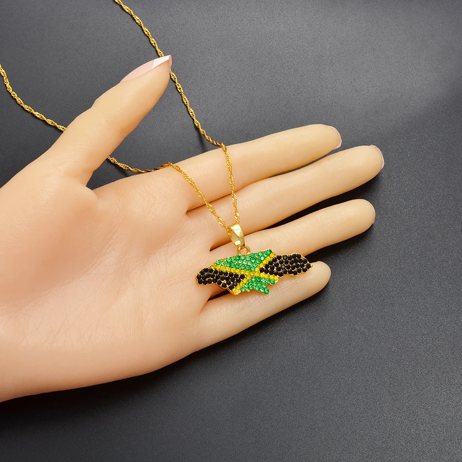 Color Flag Nigeria Jamaica With Rhinestone Africa Maps Pendant Necklaces Ethnic Jewelry #122721 - Image 4