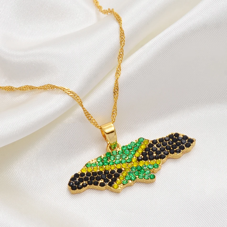 Color Flag Nigeria Jamaica With Rhinestone Africa Maps Pendant Necklaces Ethnic Jewelry #122721 - Image 5
