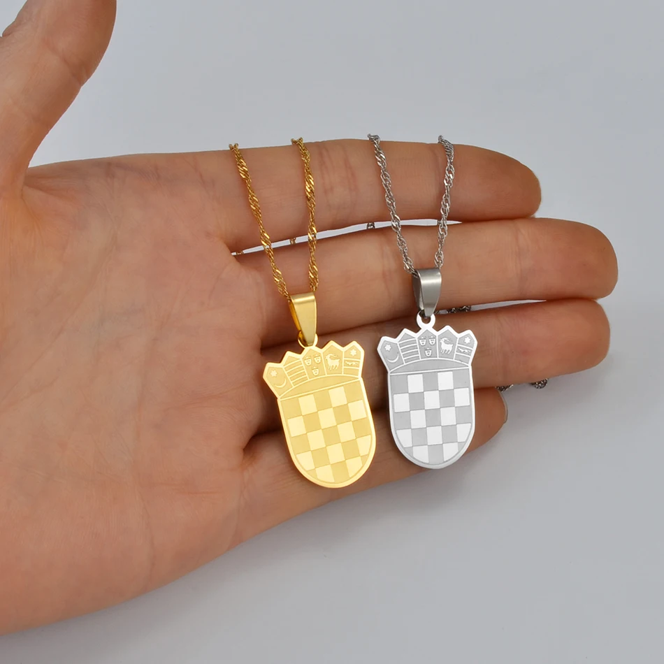 Croatia Flag Charm Pendant Necklaces Gold Color/Silver Color for Women Girls the Croatian Jewelry Gift #180021 - Image 2
