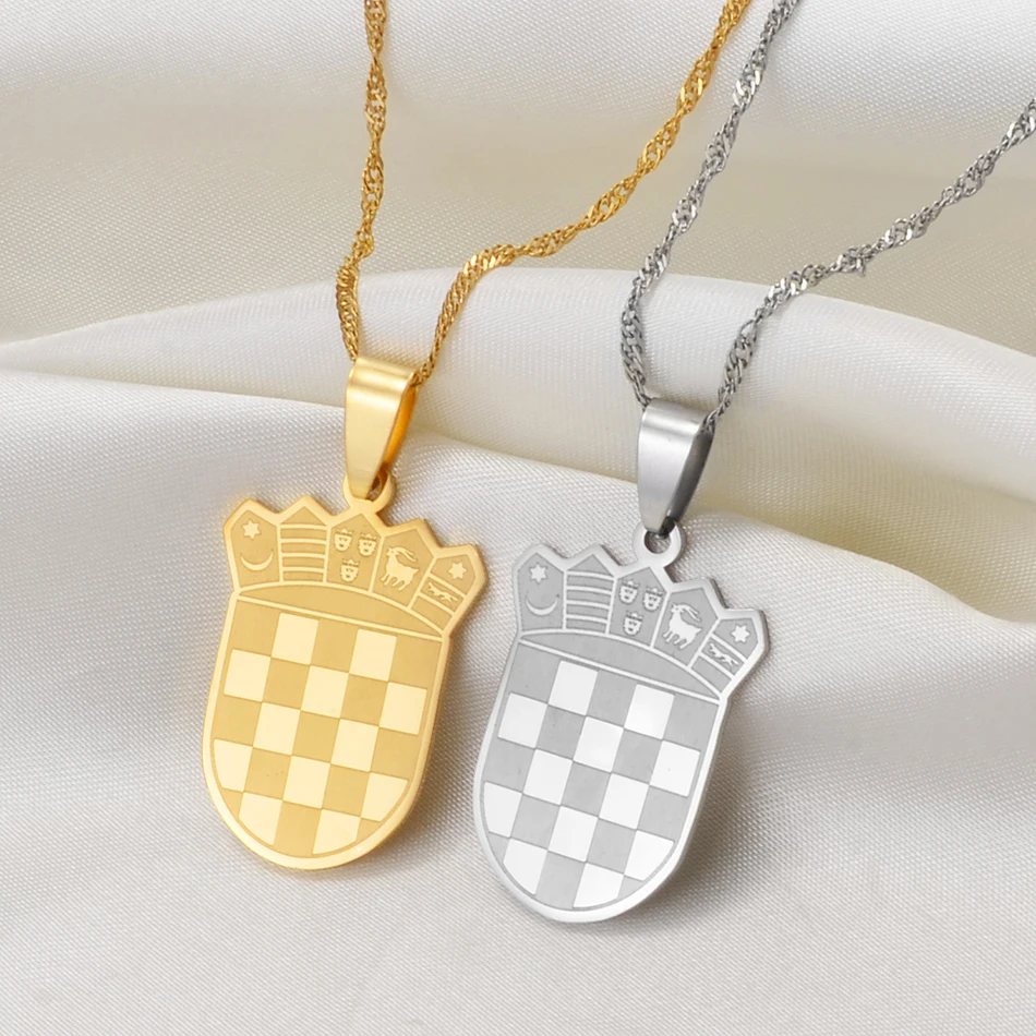 Croatia Flag Charm Pendant Necklaces Gold Color/Silver Color for Women Girls the Croatian Jewelry Gift #180021 - Image 3