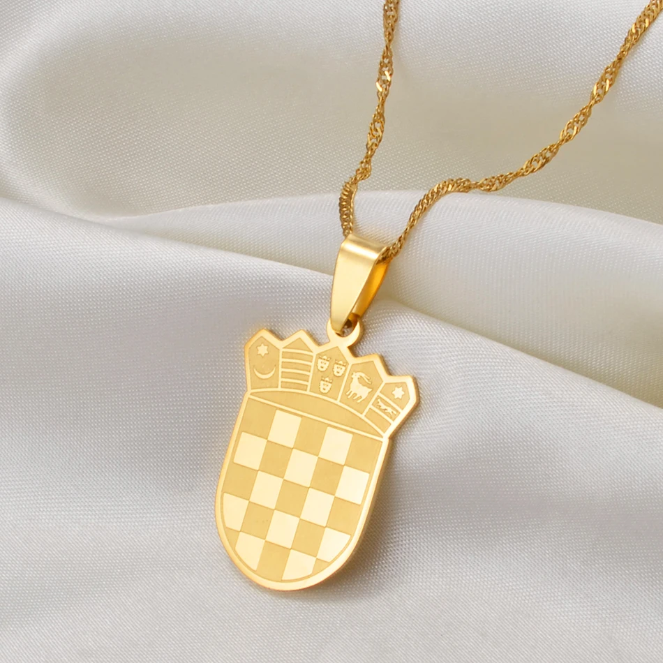 Croatia Flag Charm Pendant Necklaces Gold Color/Silver Color for Women Girls the Croatian Jewelry Gift #180021 - Image 4
