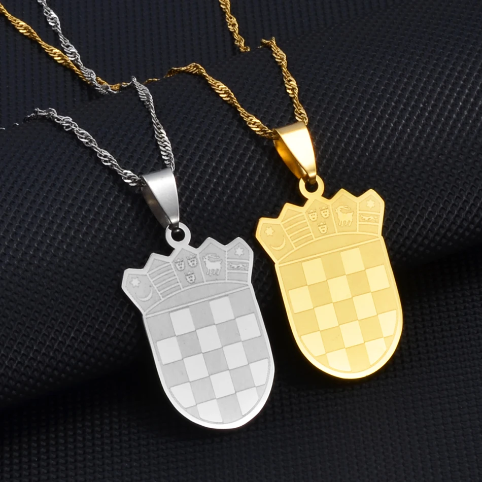 Croatia Flag Charm Pendant Necklaces Gold Color/Silver Color for Women Girls the Croatian Jewelry Gift #180021 - Image 5