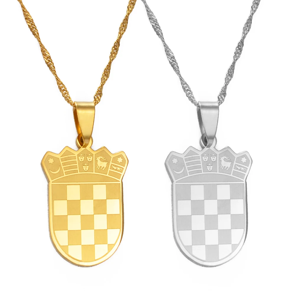 Croatia Flag Charm Pendant Necklaces Gold Color/Silver Color for Women Girls the Croatian Jewelry Gift #180021 - Image 6