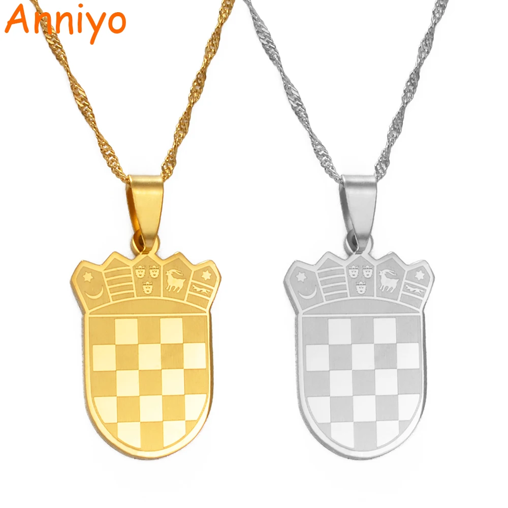 Croatia Flag Charm Pendant Necklaces Gold Color/Silver Color for Women Girls the Croatian Jewelry Gift #180021