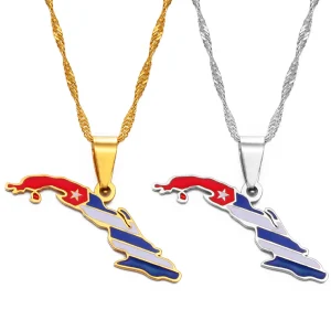 Cuba Map Flag Pendant Necklaces for Women Map of Cuban Charm Silver Color/Gold Color Jewelry Gifts #168421