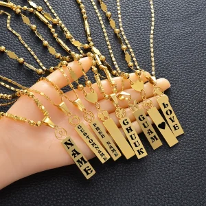 Customize Capital Letters Pendant Necklaces Personalized Name Hawaiian Kiribati Heart Lovers Coconut Tree Jewelry #156721