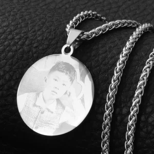 Customize Photo Print Charm Necklaces Men Women Engraving Print Portrait Birthday Wedding Personalized Image #133721