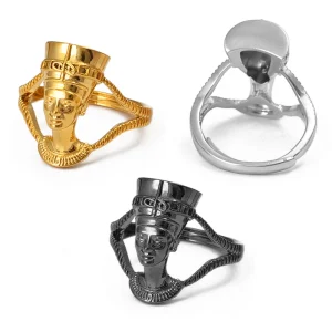 Egyptian Queen Nefertiti Ring for Women Girls African Finger Ring Jewelry Gold Color Party National Gift#235906
