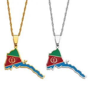 Eritrea Map Flag Pendant Thin Necklaces for Women Girls Gold Color Jewelry African Map of Eritrean #136821