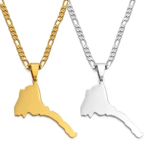 Eritrea Map Pendant Figaro Chain for Women/Men Silver Color/Gold Color Jewelry Africa Eritrean Maps Ethnic Gifts #036521