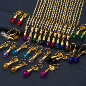 Hawaiian Bead Ball Jewelry sets Pendant Necklaces Crystal Flower Earrings Guam Micronesia Chuuk Pohnpei #253606