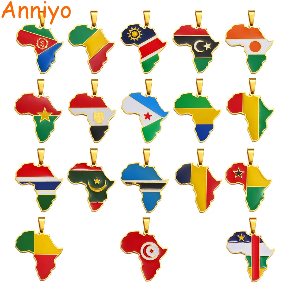 Hip-hop Africa Map Pendant Necklace Jewelry Eritrea Gambia Guinea Congo Tunisia Benin Libay Namibia Chad Botswana
