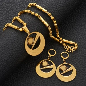 Marshall Islands Flag Necklaces Earrings for Women Girls With Flower Jewelry sets Marshalls Party Birthday Gifts #107221