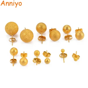 Matte Ball Earrings for Women Girl Round Beads Stud Earring Arab Middle Eastern Jewelry Gifts Hawaiian Earrings #241106