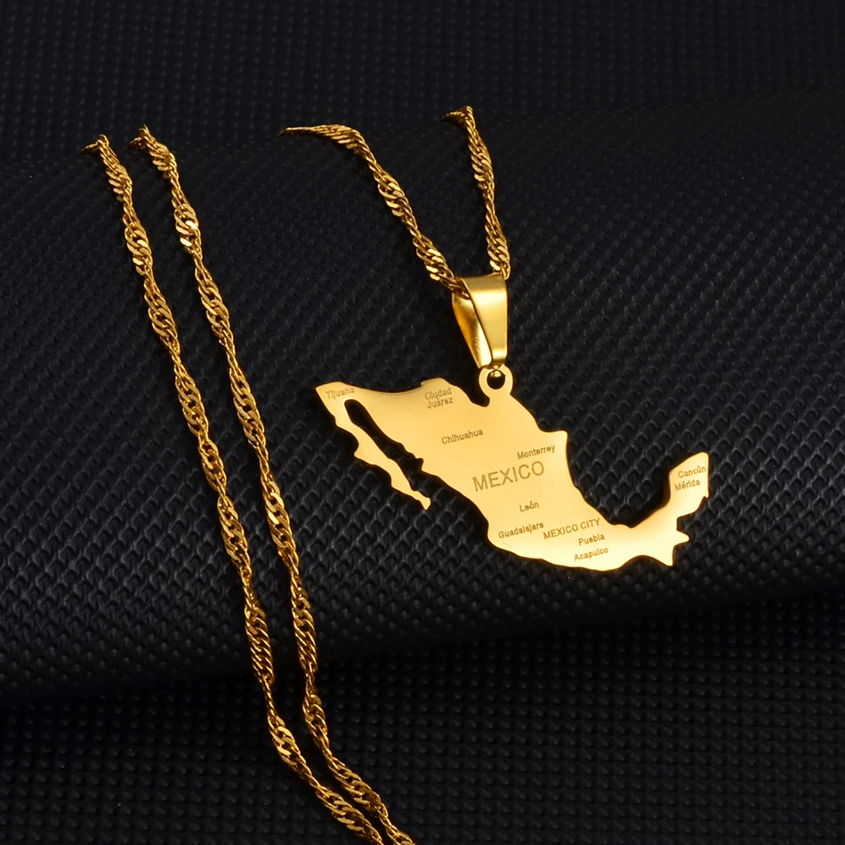 Mexico Map With Cities Pendant Necklace for Women Girls Mexican Maps Jewelry #238321 - Image 4