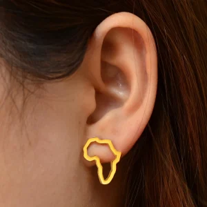Mini Africa Map Stud Earrings Silver Color/Black/Gold African Earrings Small Ornaments Traditional Ethnic Gifts #148121