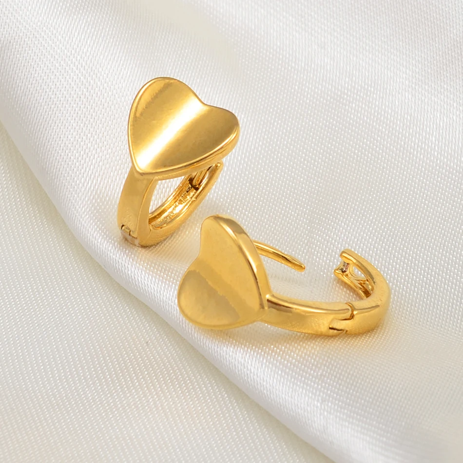 Mini Small Size Heart Stud Earrings For Women Girls Gold Color Jewelry Birthday Party Gift African Arab Ornaments #122816 - Image 3