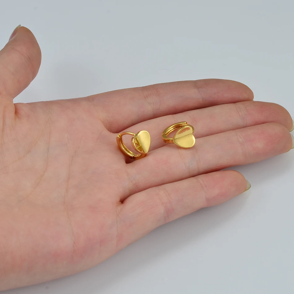 Mini Small Size Heart Stud Earrings For Women Girls Gold Color Jewelry Birthday Party Gift African Arab Ornaments #122816 - Image 4