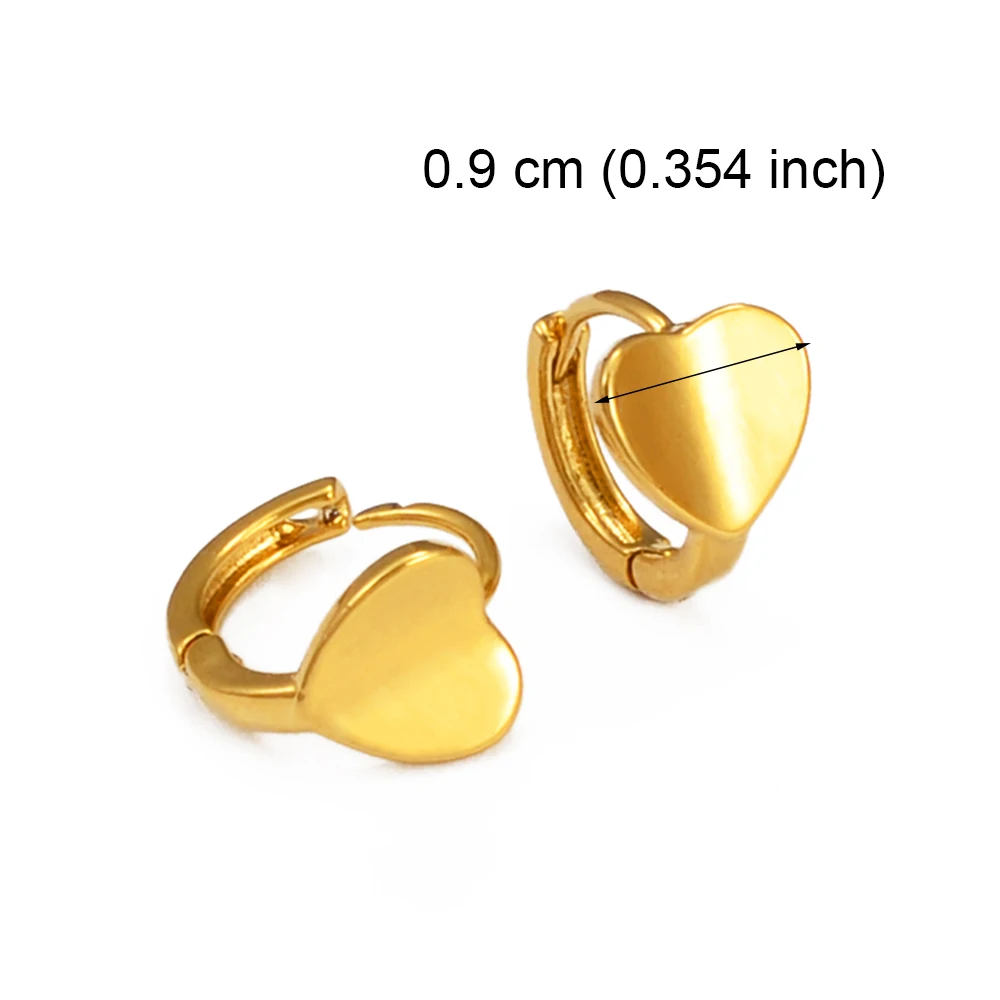 Mini Small Size Heart Stud Earrings For Women Girls Gold Color Jewelry Birthday Party Gift African Arab Ornaments #122816 - Image 5