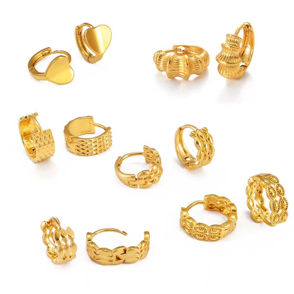 Mini Small Size Heart Stud Earrings For Women Girls Gold Color Jewelry Birthday Party Gift African Arab Ornaments #122816