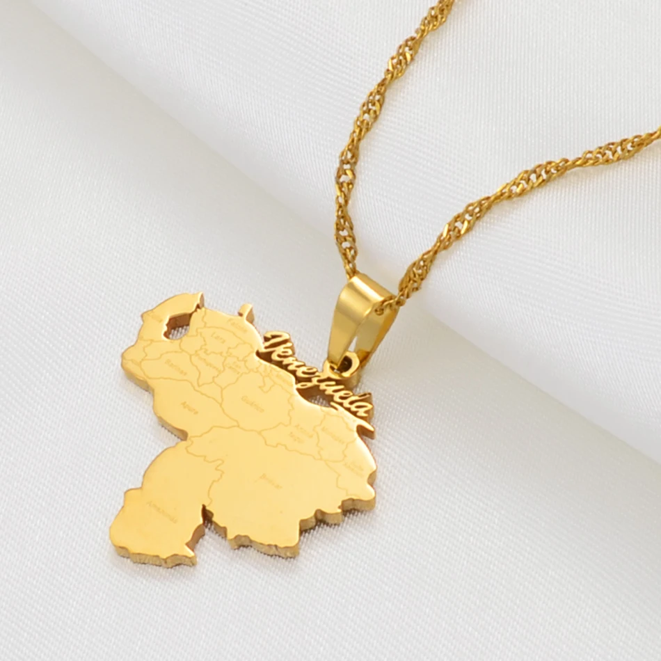 Item Venezuela Map Pendant Necklaces Silver Color/Gold Jewelry Venezuelan Jewellery #135721 - Image 2