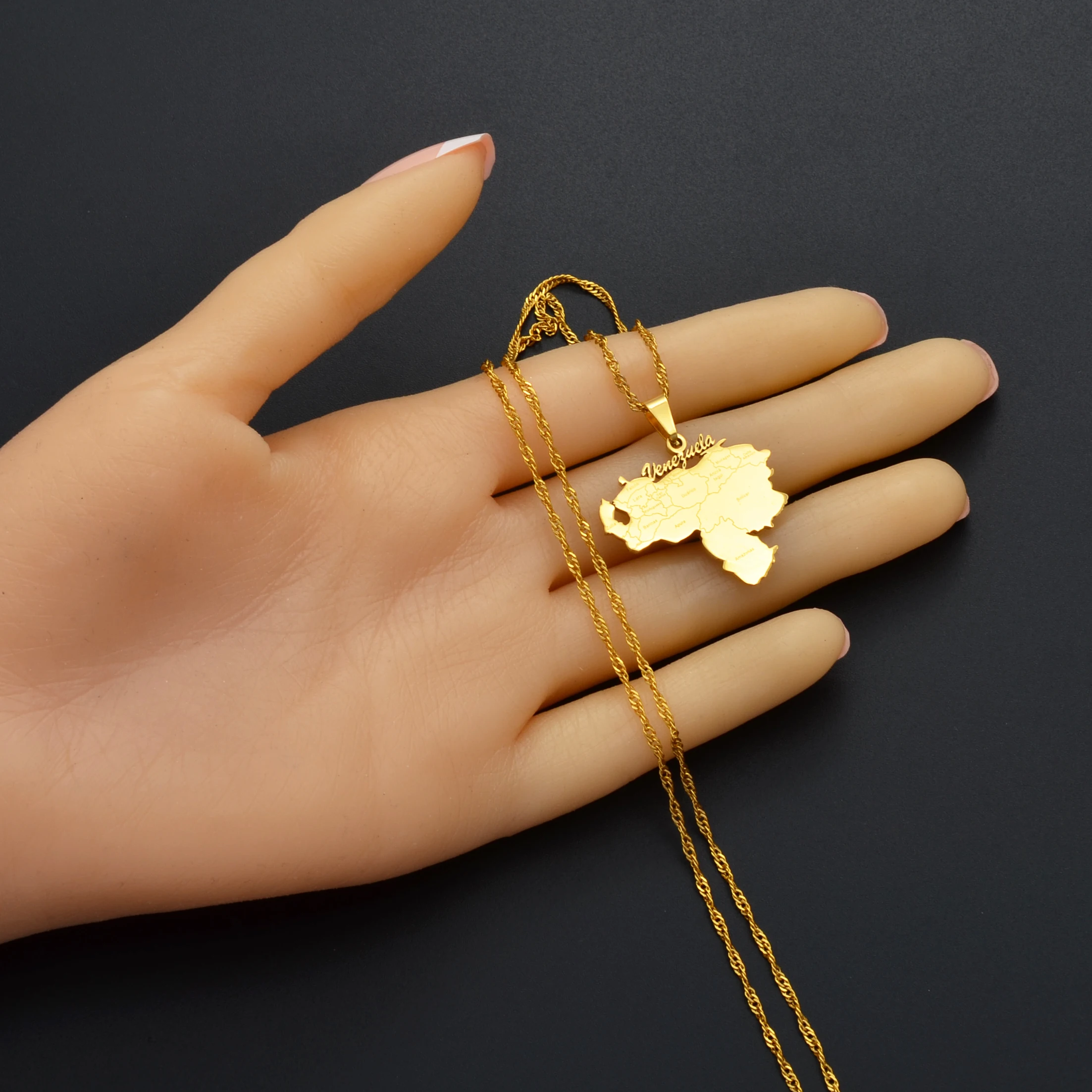 Item Venezuela Map Pendant Necklaces Silver Color/Gold Jewelry Venezuelan Jewellery #135721 - Image 4