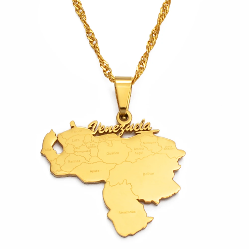 Item Venezuela Map Pendant Necklaces Silver Color/Gold Jewelry Venezuelan Jewellery #135721 - Image 5