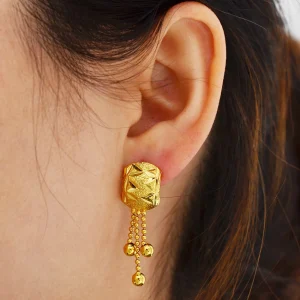 Metal Earrings With Rund Ball for Women/Girls Arab African Jewelry Gold Color Pendientes Wedding Gifts #099806