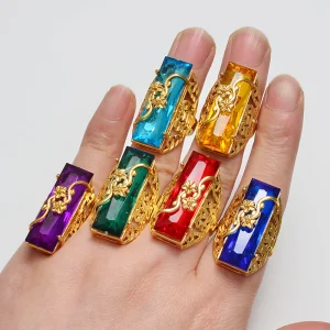 ONE PIECE / Red Blue Green Stone Ring for Women Girls Gold Color Arab Rings African Jewelry Ethiopian Wedding #053306