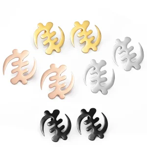 (One Pair) African Symbol Big Earrings Gold/Silver Color/Rose Adinkra Gye Nyame Hyperbole Earrings Ethnic Jewelry #203821