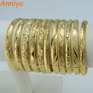(One Piece) Dubai Bangle Jewelry Gold Color Ethiopian Bracelet for Women African Arab Wedding Gift #001802