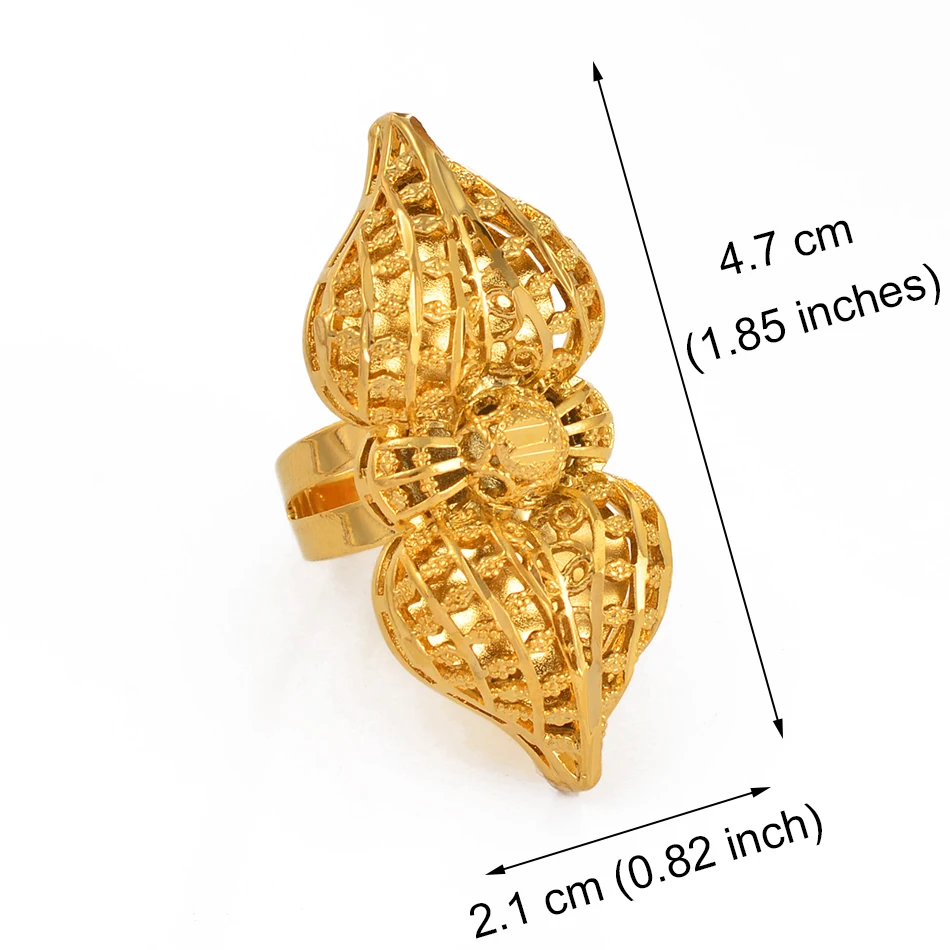 Resizable BIG Ring for Women African Jewelry Ethiopian Gold Color Wedding Bigger Ring Openable Exaggerated Rings #197506 - Image 3