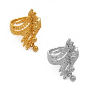 Resizable Ring for Women Girls Dubai Jewelry With Ball Ethiopian Gold Color Wedding Gifts African Ring Openable #197106