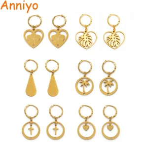 Small Kiribati Earrings for Women Girls Gold Color Stainless Steel Jewelry Gifts #053221