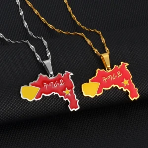 Tigray Region Map Flag of Ethiopia Pendant Necklaces Jewelry for Women Girls #239621