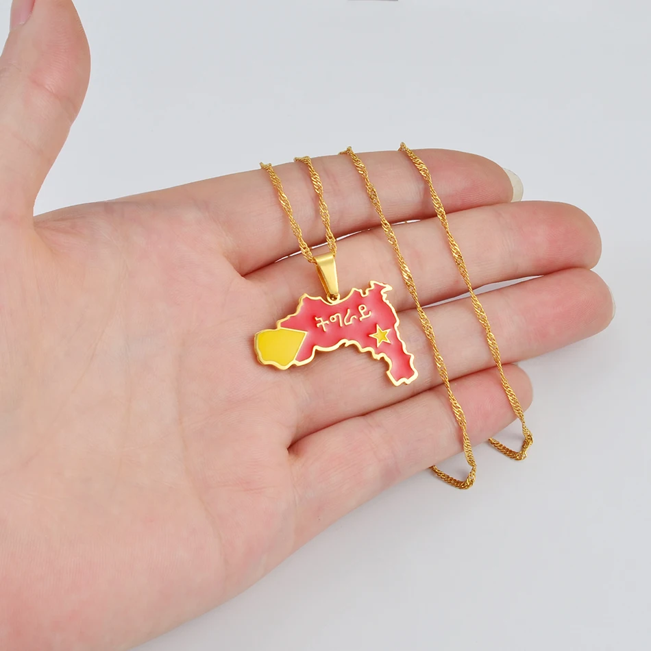Tigray Region Map Flag of Ethiopia Pendant Necklaces Jewelry for Women Girls #239621 - Image 5